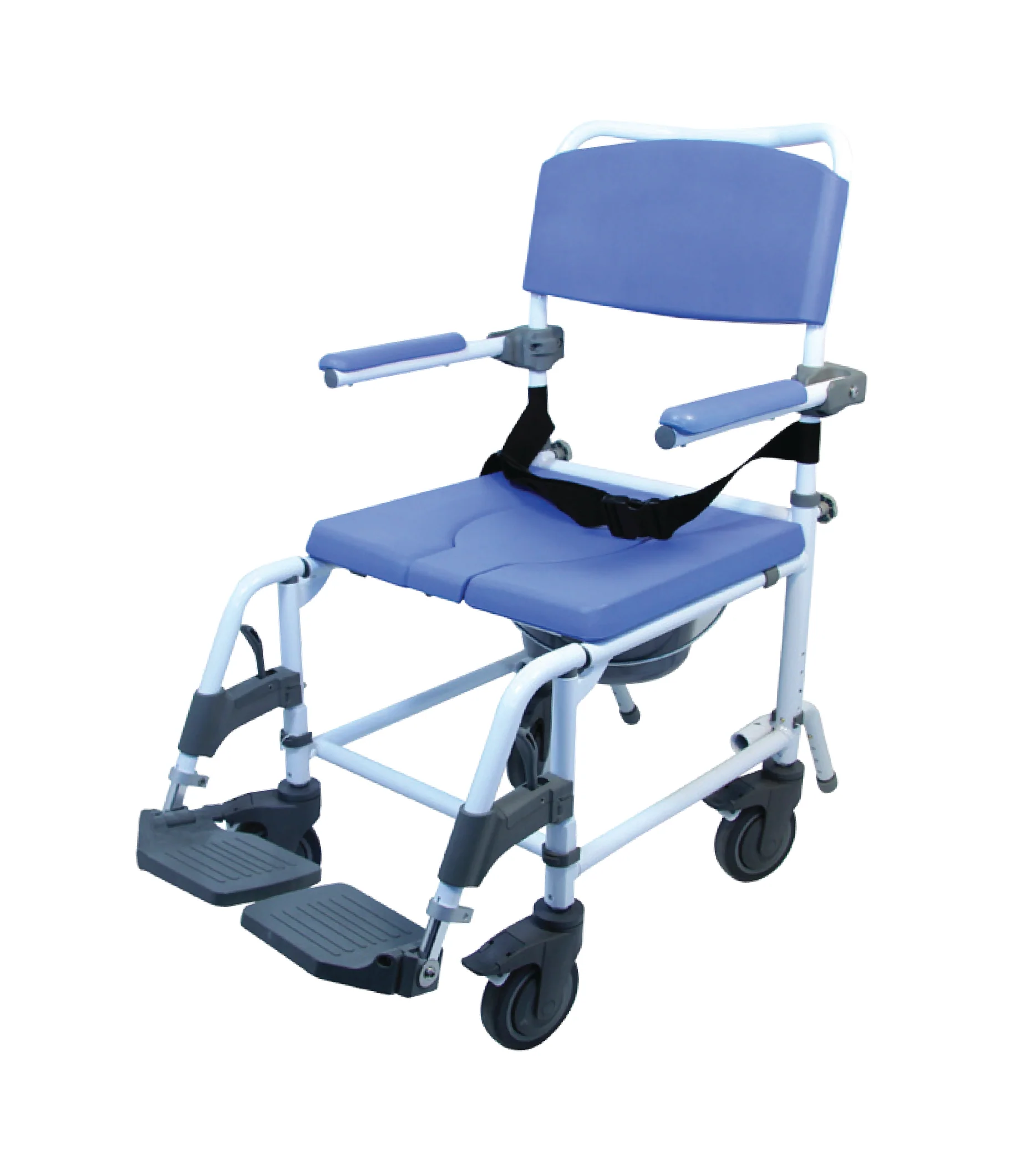 Standard Commode Wheelchair with Detachable Footrest and Flipping Armrest